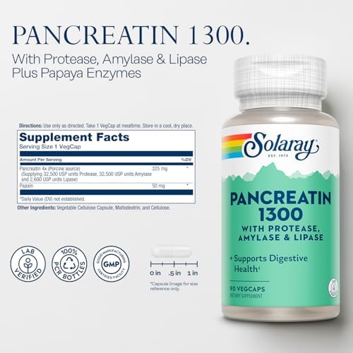Solaray Pancreatin 1300 - 90 Capsules