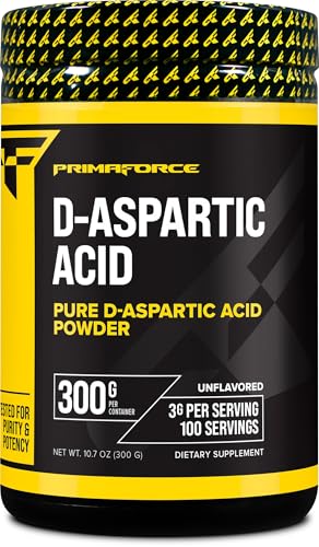 Primaforce D-Aspartic Acid 300g Powder - Unflavored Vegetarian Non-GMO Testosterone Support 100 Servings