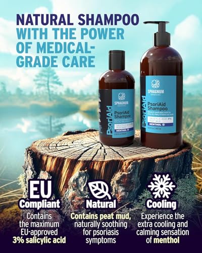 2025 Psoriasis Shampoo with Salicylic Acid - Natural Peat & Menthol Formula for Itchy, Flaky Scalp - 250 ml