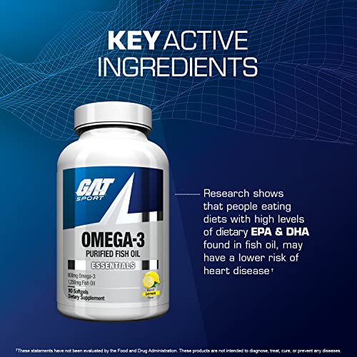 GAT Sport Omega-3 Fish Oil, Lemon Flavor, 90 Softgels