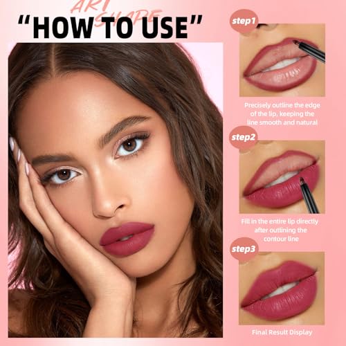 12 Colors Matte Velvet Lip Liner Set - Long Lasting Waterproof Lipstick Pencil