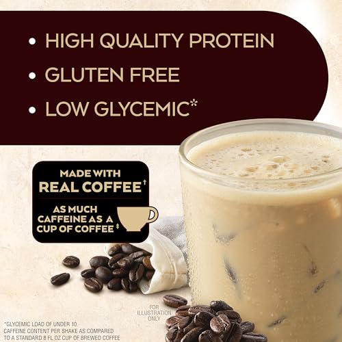 Atkins Café au Lait Iced Coffee Flavored Protein Shake – 12 Count – High Protein, Low Sugar, Low Carb, Keto Friendly
