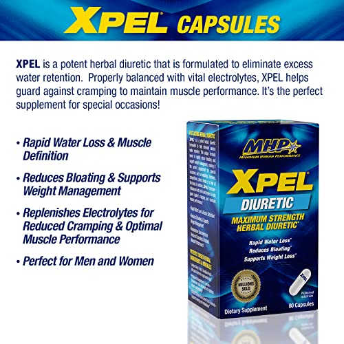 MHP Xpel Strength Herbal Diuretic Capsules - 80 Count Pack of 2