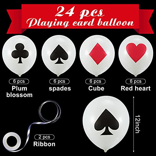 Sumind Casino Poker Theme Party Decorations - 24 Latex Balloons with Playing Cards Design