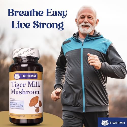 Tiger Milk Mushroom (Lignosus Rhino.) USA Grown Lung Respiratory Immune Support Supplement - 450mg Capsules