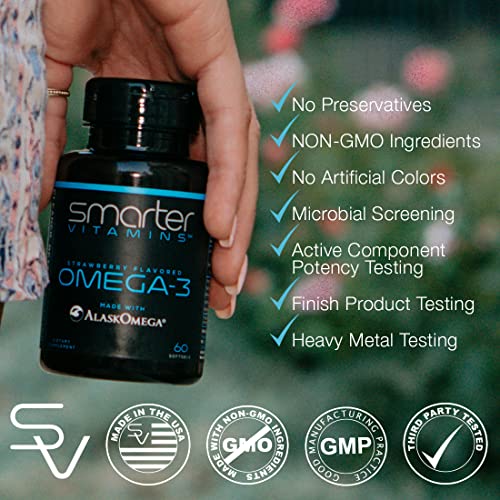 SmarterVitamins Triple Strength Omega 3 Fish Oil (2000mg) - Strawberry Flavor