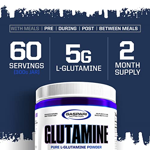 Gaspari Nutrition Glutamine Unflavored 10.58 oz (300 g) - Pure L-Glutamine Supplement