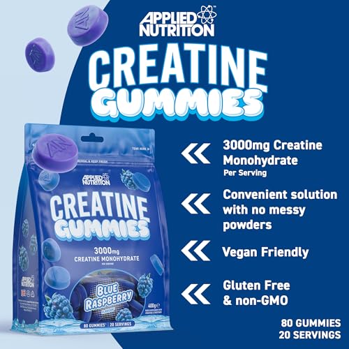 Creatine Gummies - Blue Raspberry Flavor, Muscle Support Supplement