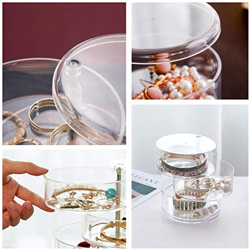 2 Pack Clear Acrylic Hair Accessory Storage Containers with Lids - Stackable Organizer for Hair Ties, Clips, Jewelry
