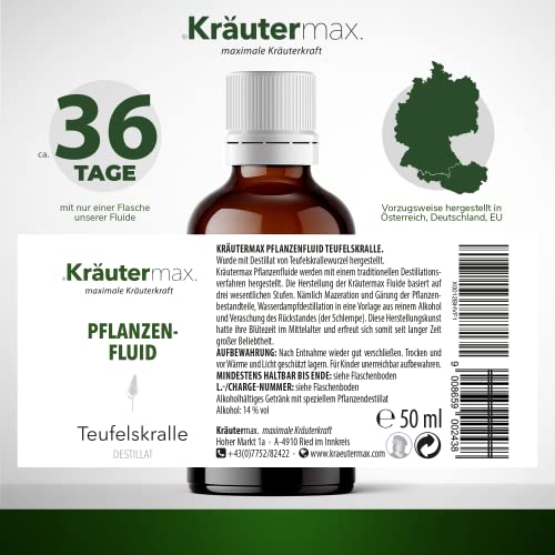 Kräutermax Devil's Claw Drops 50ml - Natural Vegan Liquid for Joint Pain Relief & Mobility