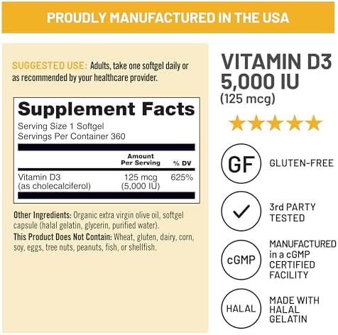 NatureWise, Vitamin D3, 125 mcg (5,000 IU), 360 Softgels