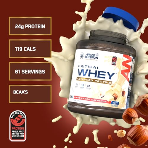 Applied Nutrition Critical Whey Protein Powder 2kg - High Protein, BCAAs & Glutamine - Muscle Building, Recovery & Lean Growth - White Choco Bueno