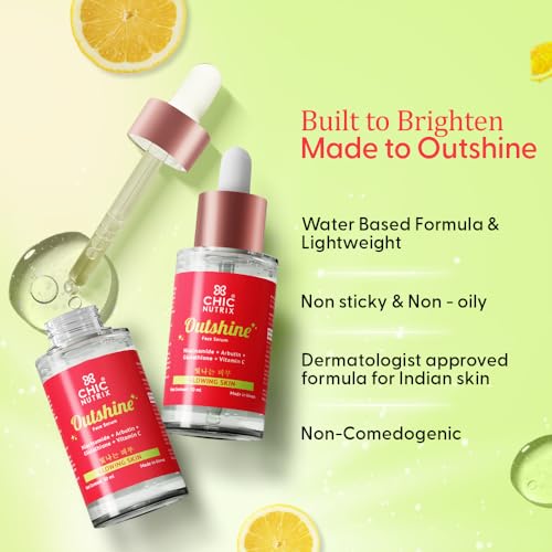 Chicnutrix Outshine Korean Serum - 2% Niacinamide + Glutathione + Vitamin C for Brightening & Pigmentation