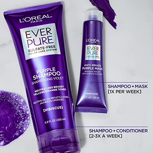 L'Oréal Paris EverPure Ultra Pigmented Anti-BRASS Purple Rinse-Out Mask for Bleached/Ombré/Highlighted Hair, 3 Ounce
