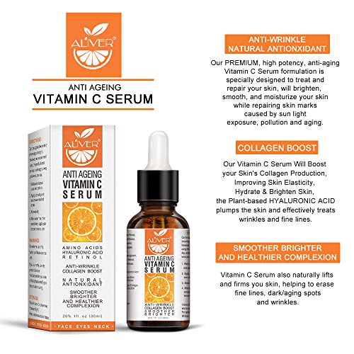 Vitamin C Serum with Hyaluronic Acid - Day & Night Anti-Aging Facial Serum