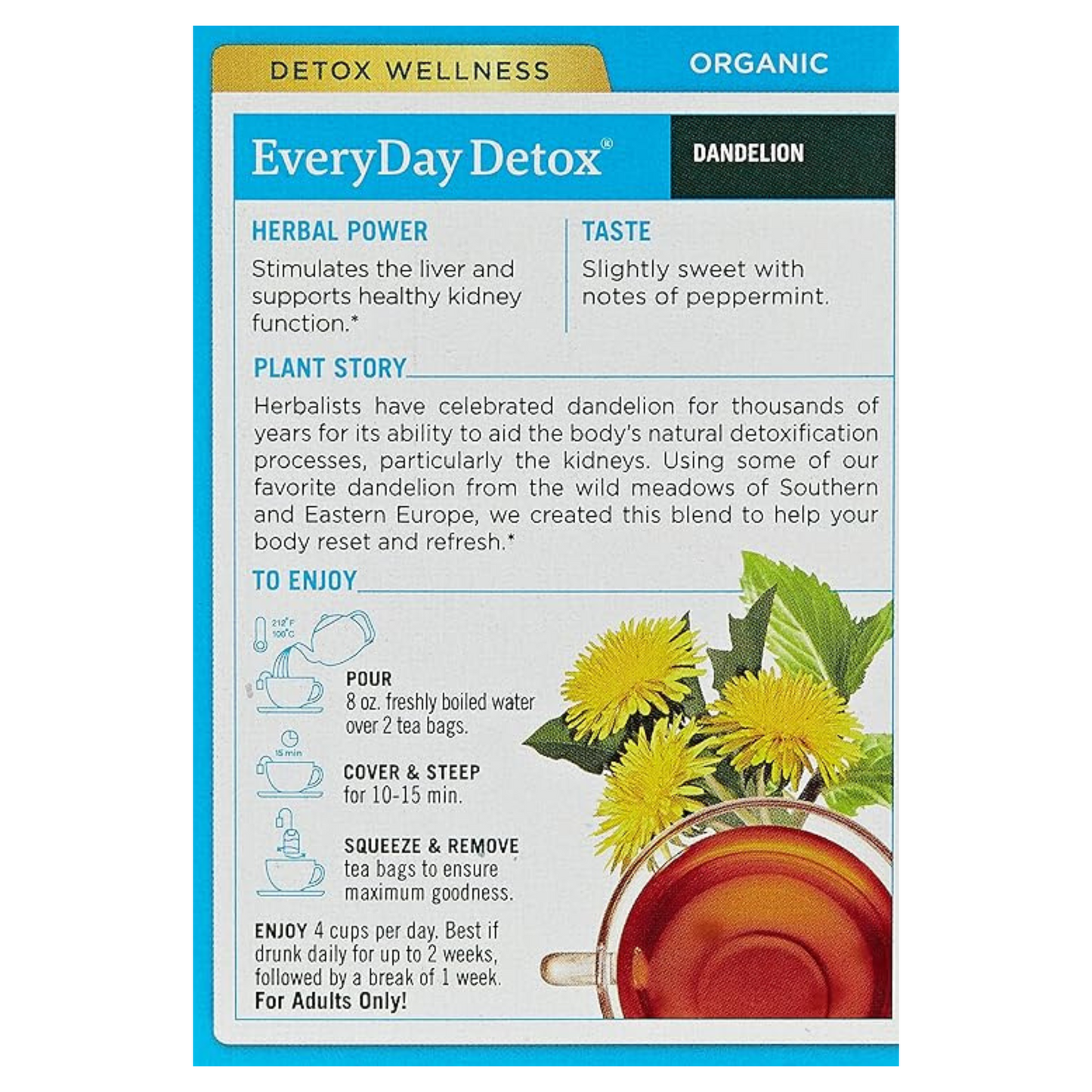Traditional Medicinal Everyday Detox Dandelion, 16 Teabags