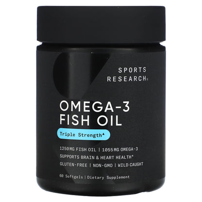 Sports Research, Omega-3 Fish Oil, Triple Strength , 60 Softgels