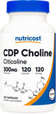 Nutricost CDP Choline (Citicoline) 300mg - 120 Vegetarian Capsules - Non-GMO, Gluten Free