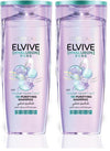 L'Oréal Paris Elvive شامبو هَيالورون بيور لفروة الرأس الدهنية والأطراف فاقدة الترطيب - عبوة من ٢ (٦٠٠ مل لكل منهما)