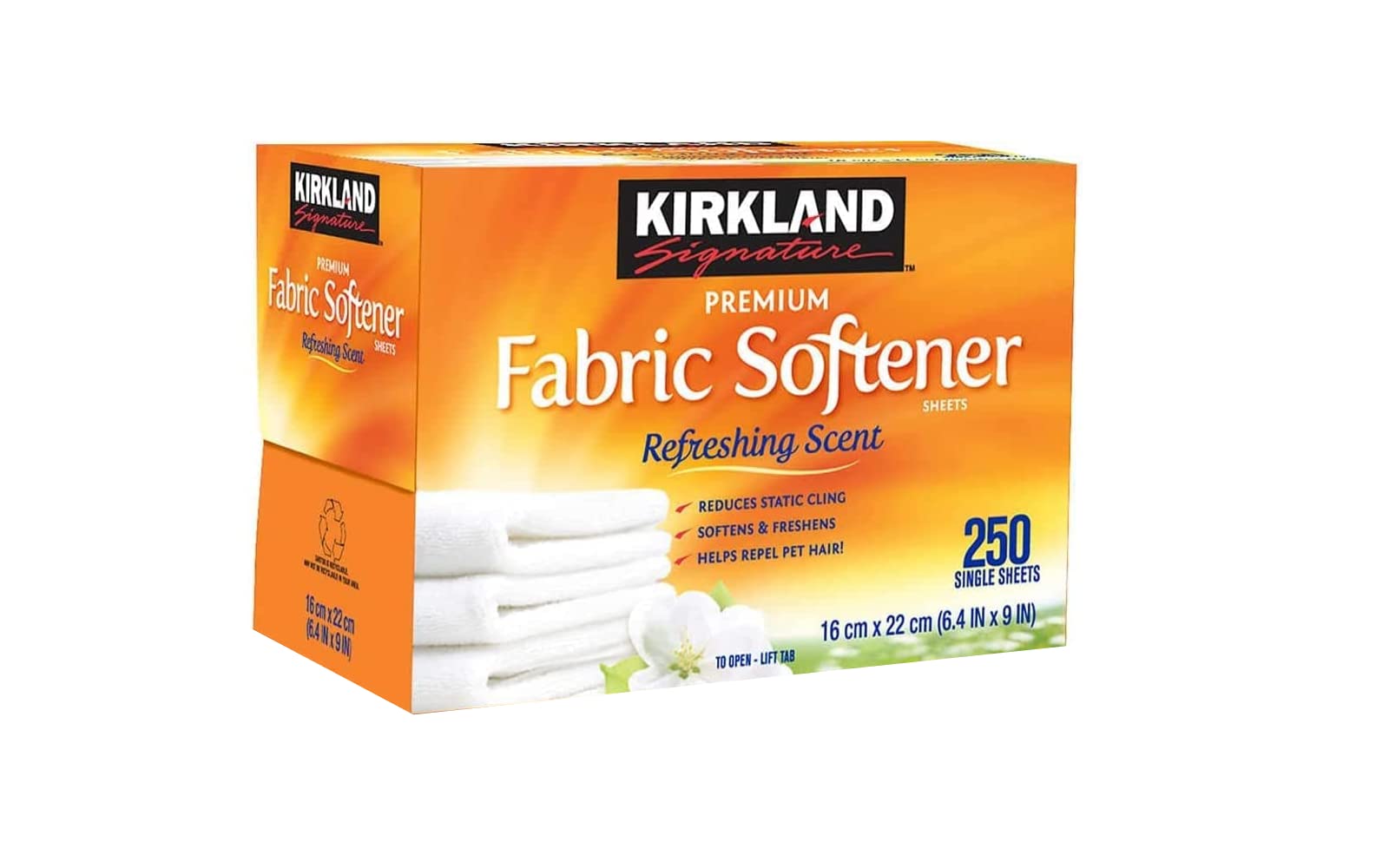 Kirkland Signature Fabric Softener Sheets - Refreshing Scent, 250 Sheets for Long-Lasting Freshness