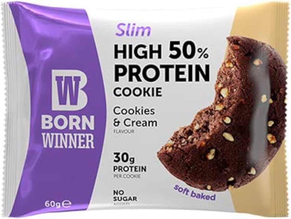 Born Winner Slim Protein Bar, بسكويت بالكريمة، ٦٠ جم لإدارة الوزن