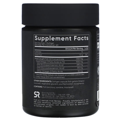 Sports Research, Omega-3 Fish Oil, Triple Strength , 60 Softgels