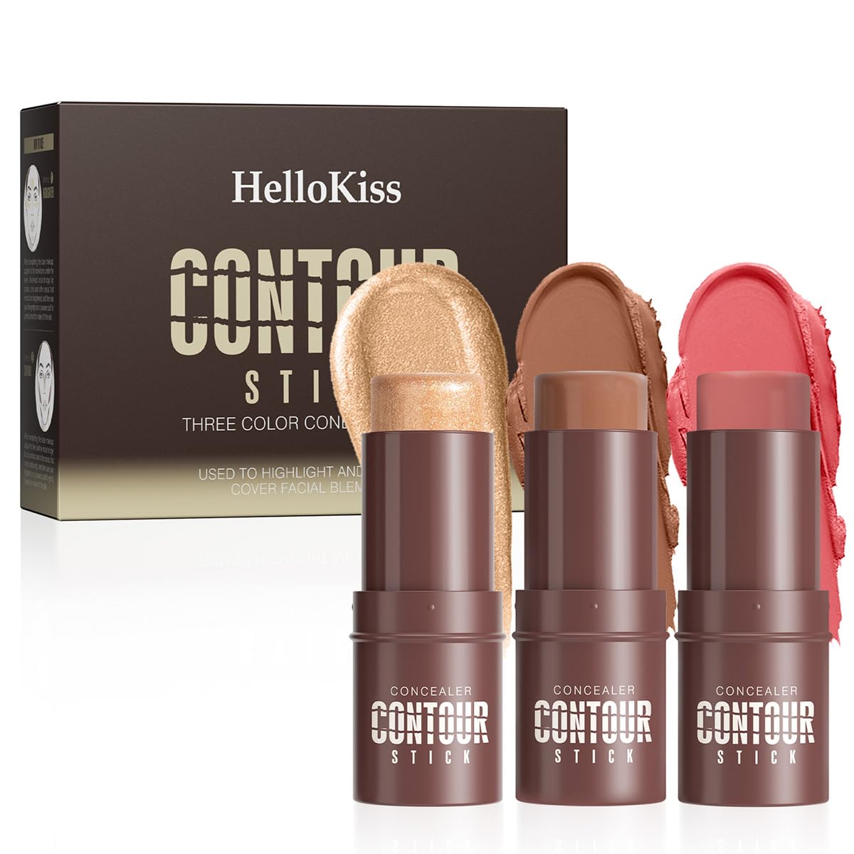 3-in-1 Contouring Stick Set: Blush, Bronzer, & Highlighter