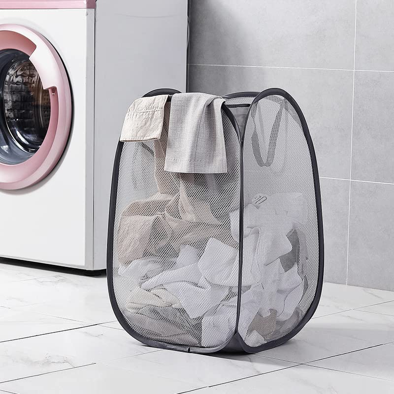 Foldable Laundry Basket & Clothes Hamper - Thickened Design, Mesh Pop-Up