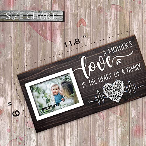 Yudarte Rustic Wood Picture Frame - "A Mother's Love" Hand String Art Gift for Mom