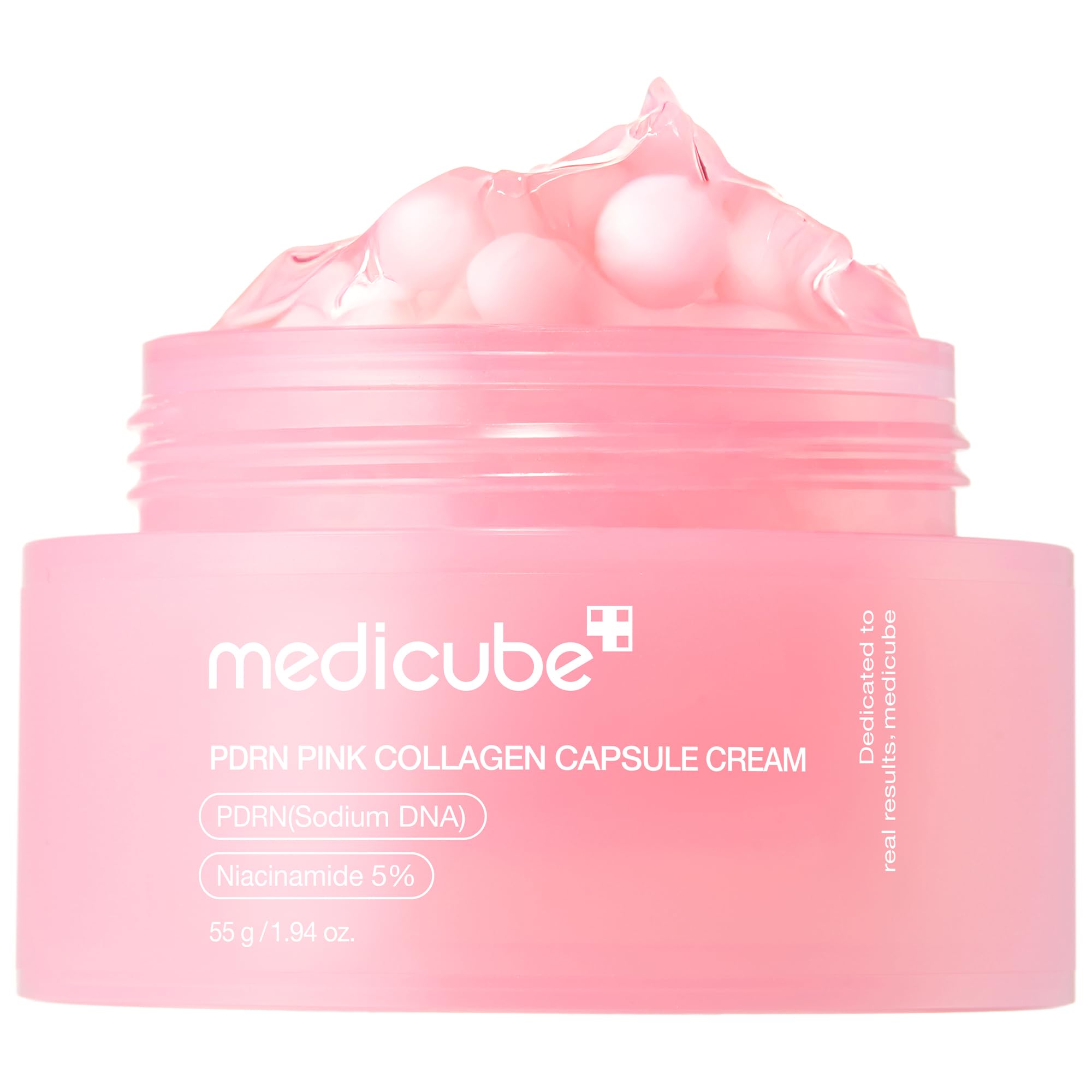 Medicube Salmon DNA PDRN Pink Collagen Capsule Cream - Lightweight Face Moisturizer with PDRN & Niacinamide for Uneven Skin Tone and Glow Hydration - Korean Skin Care 1.94 oz