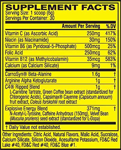 Cellucor C4 Ripped Explosive Pre-Workout Powder - Fat Burning Thermogenic - Tropical Punch - 30 Servings