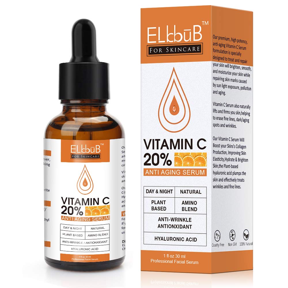 ELBBUB 20% Vitamin C Serum for Face with Hyaluronic Acid, Retinol & Amino Acids - Anti Aging & Wrinkle Reduction - 30ml