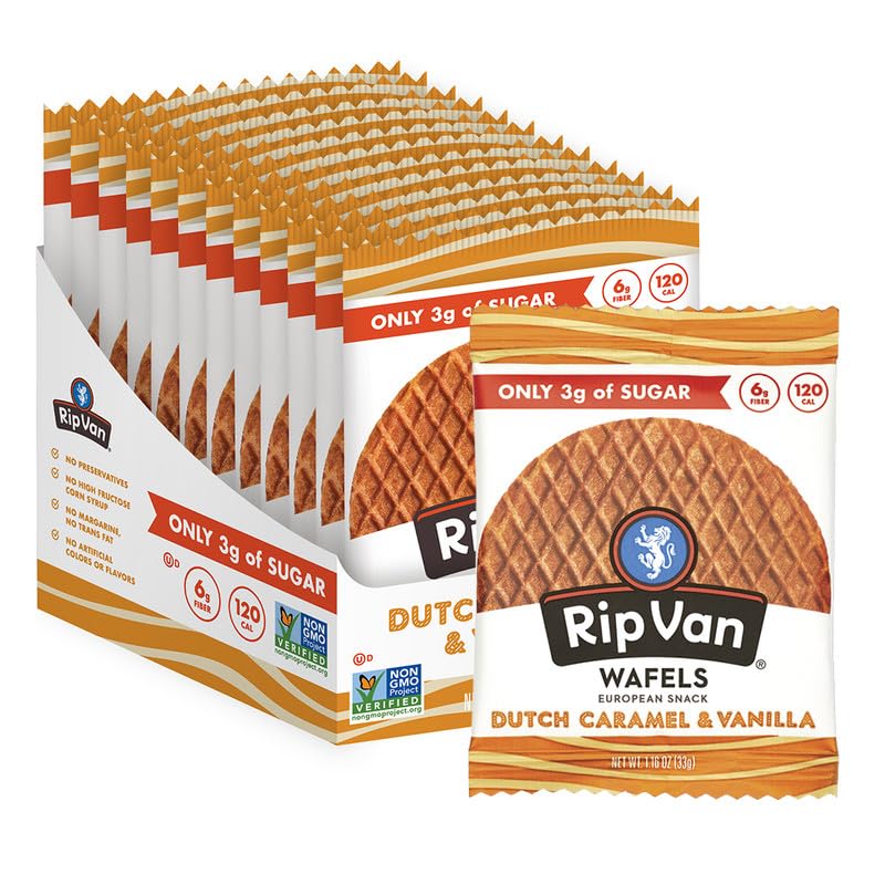 Rip Van Low Sugar Dutch Caramel & Vanilla Wafers (12 Pack)