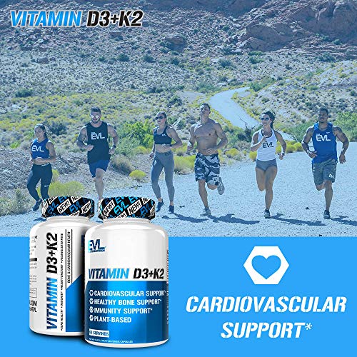 EVLution Nutrition Vitamin D3 + K2 - Immune & Bone Support - 60 Capsules