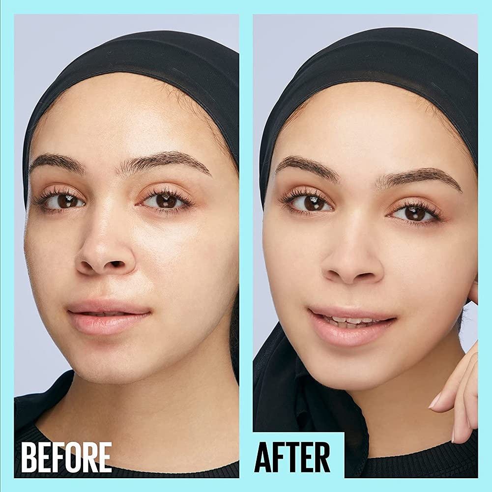 Maybelline Fit Me Matte + Poreless Primer: 16-hour wear, SPF 20 sunscreen, shine control.