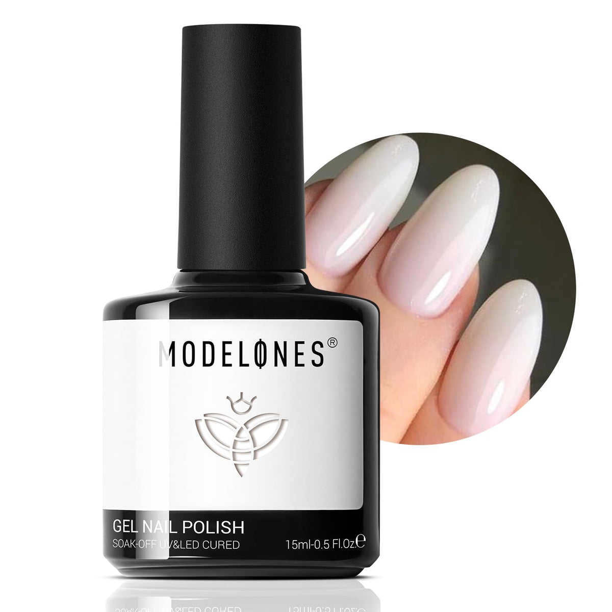 Modelones Milky White Gel Polish | Translucent Jelly Top Coat for French Finishes