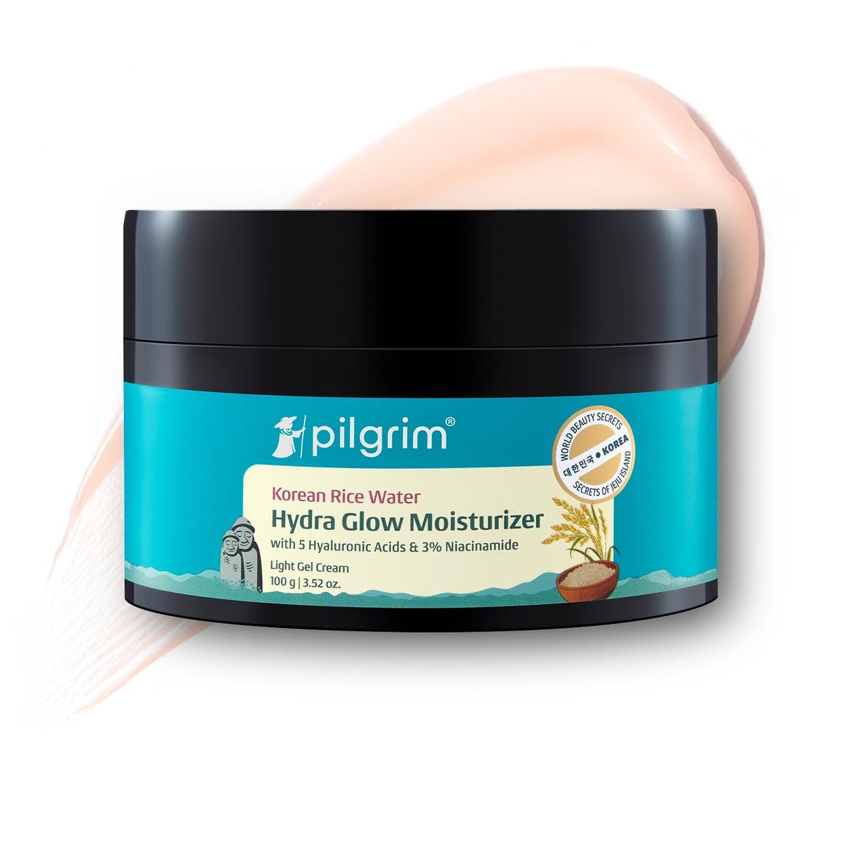 Pilgrim Korean Rice Water Hydra Glow Moisturizer - 5x Hydration & Instant Glass Skin - 100g