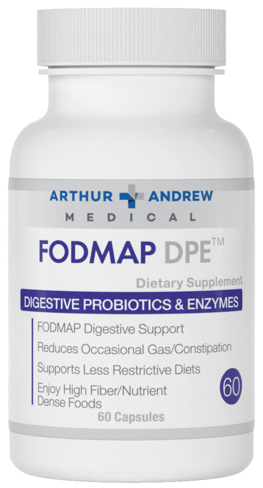 Arthur Andrew Medical FODMAP DPE Probiotic Enzyme Supplement for FODMAP Intolerance - 60 Capsules Vegan Non-GMO