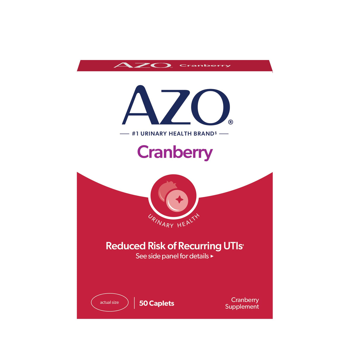 AZO Urinary Tract Health Cranberry Caplets - 50 Count | Fast Urinary Support