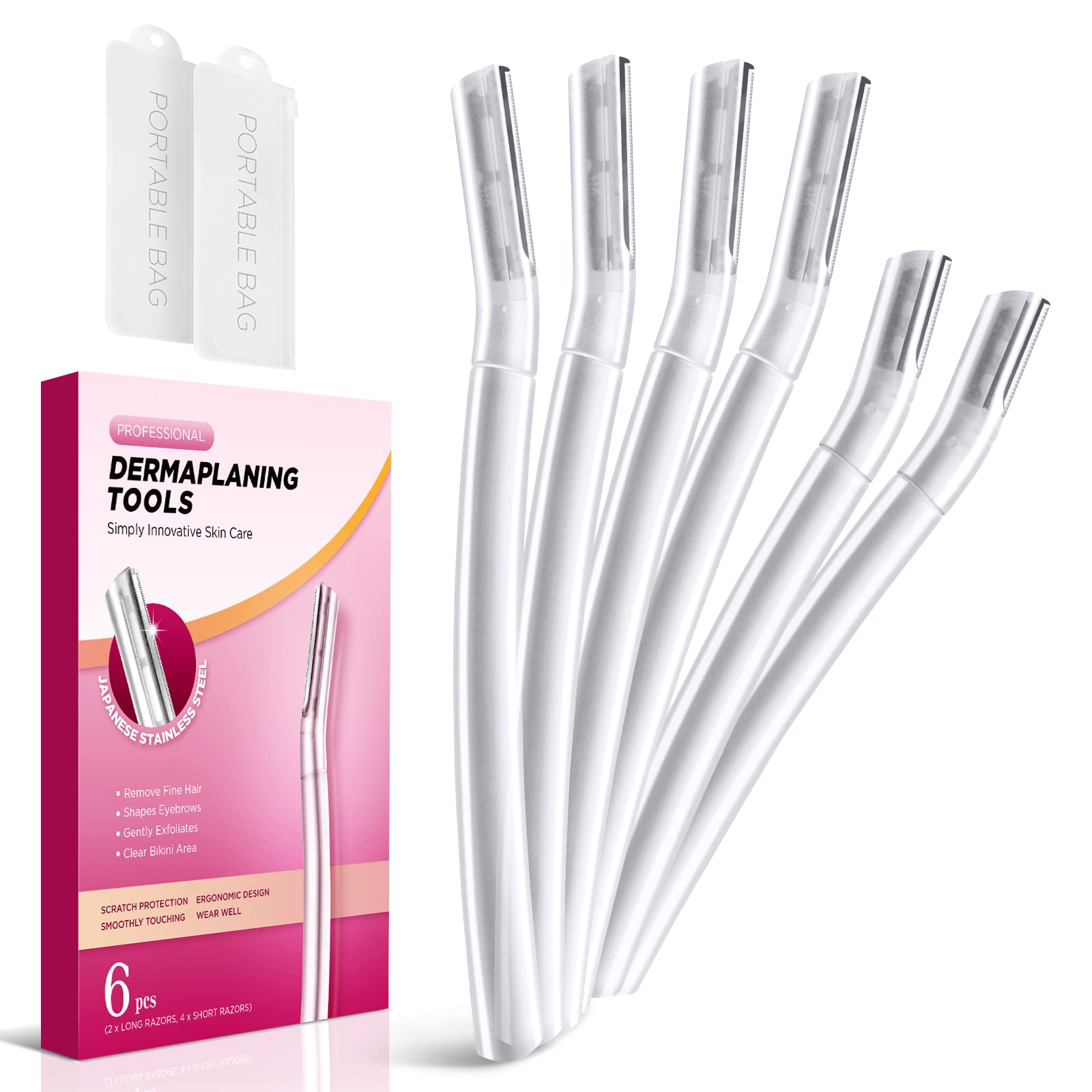 SINAHET Dermaplane Razor for Women - Professional Facial Hair Removal Tool (6 Count)