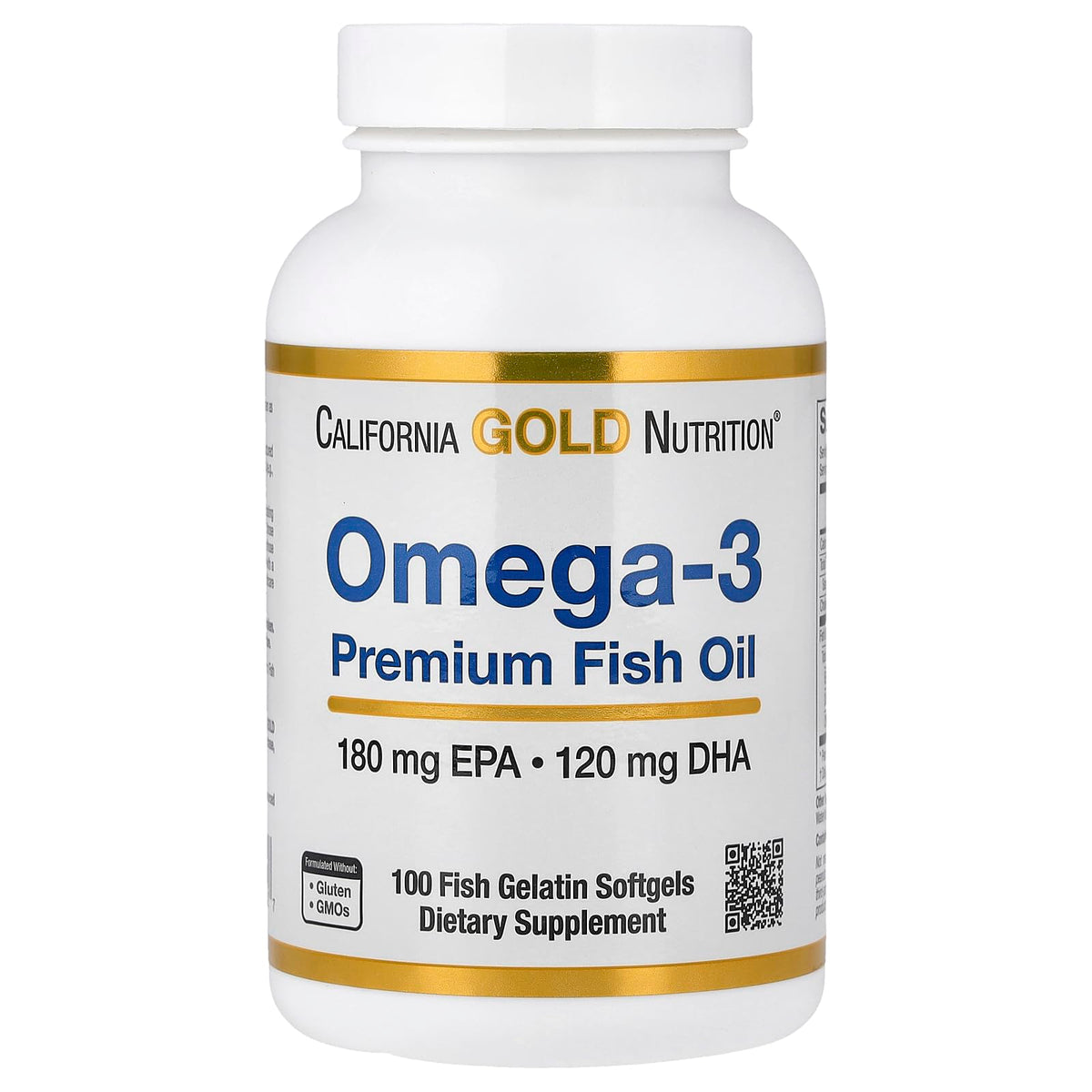 California Gold Nutrition Omega-3 Premium Fish Oil - 100 Softgels (1,100 mg)