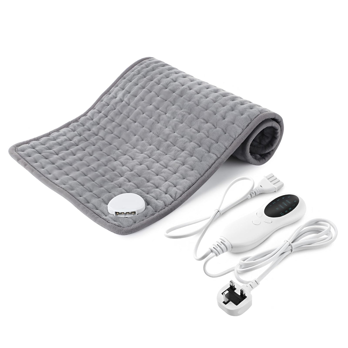 Electric Heating Pad for Back, Neck, Shoulder & Abdomen Relief - Silver Gray (13.7" x 23")