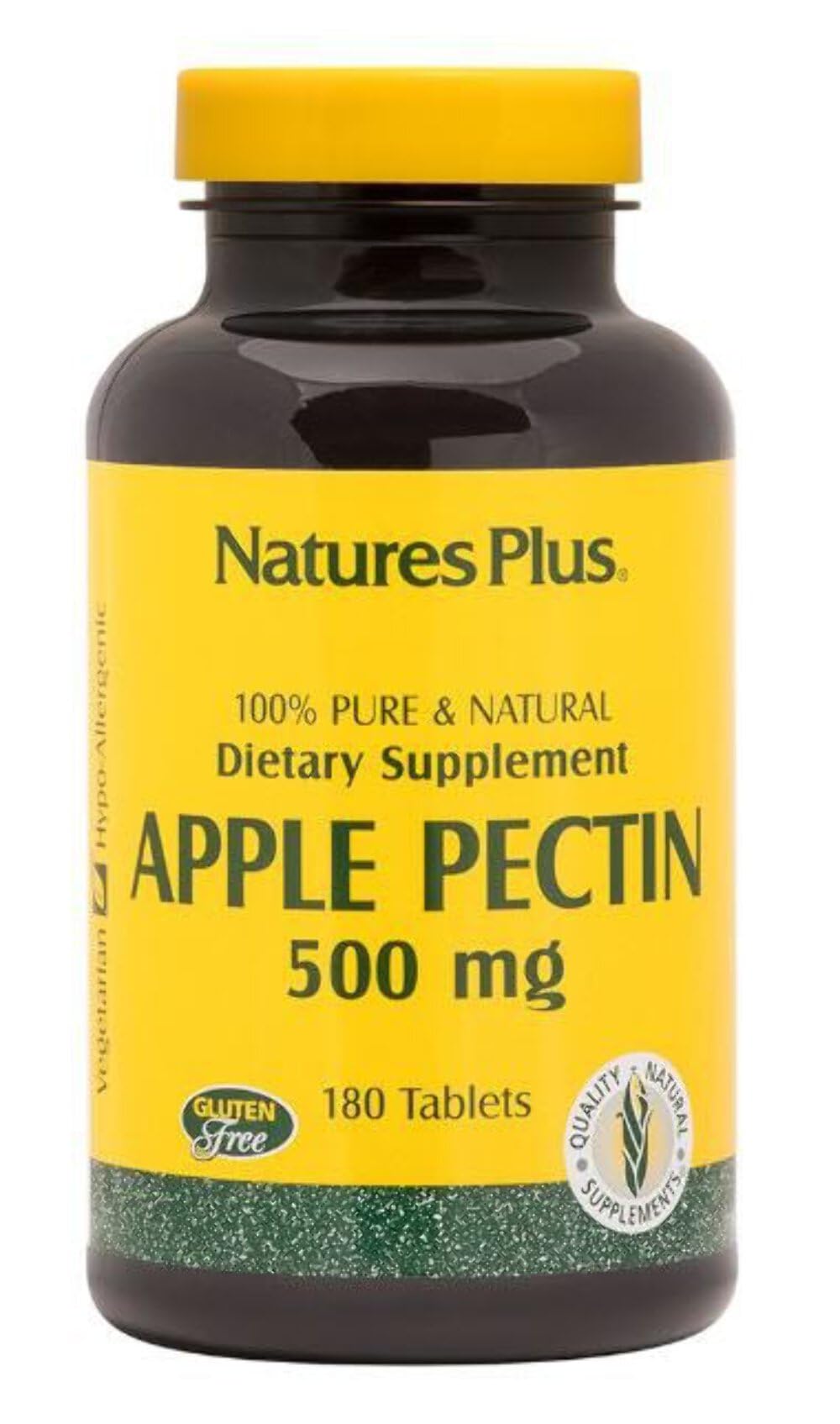 Nature's Plus Apple Pectin 500 mg - Fiber Supplement, 180 Tablets