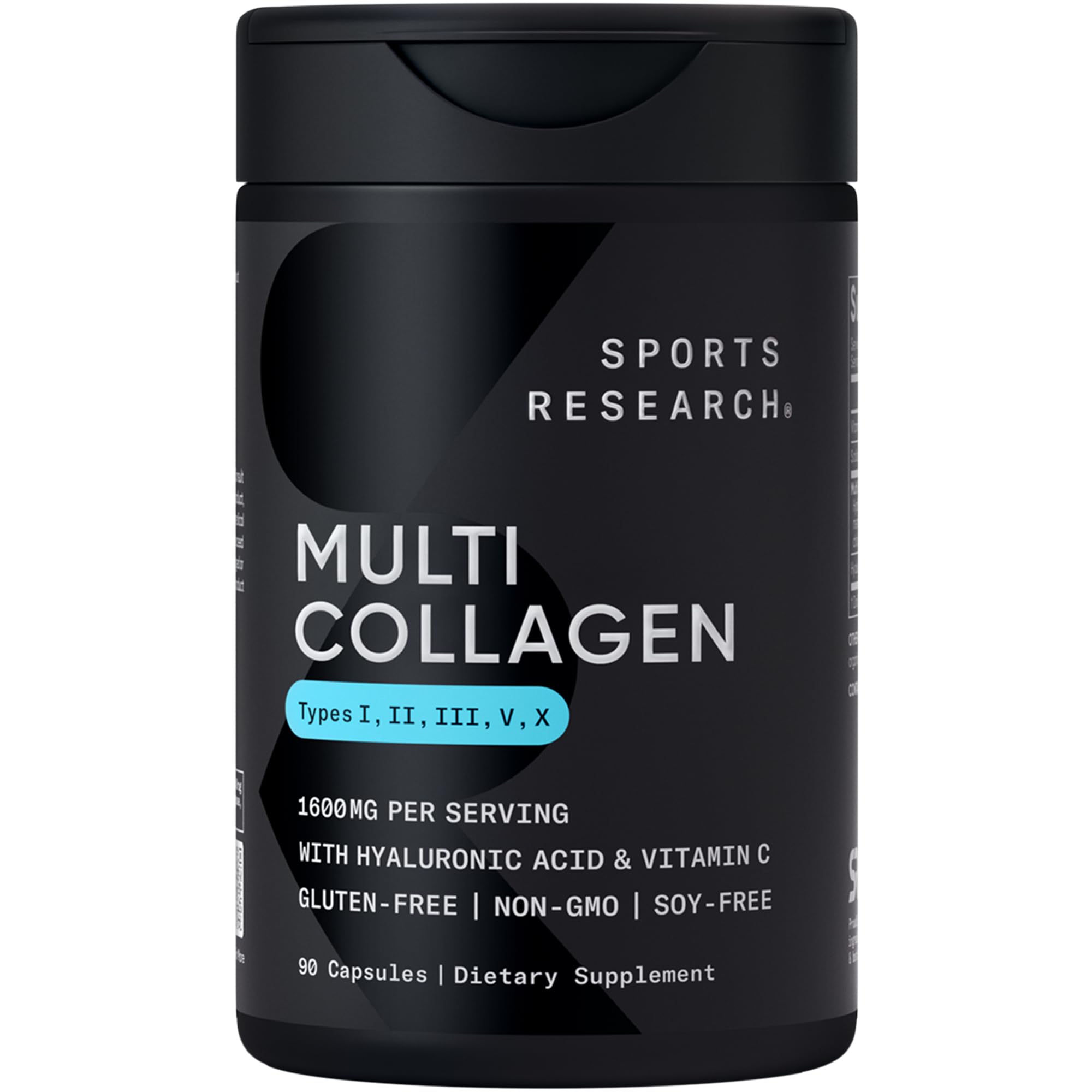Sports Research Multi Collagen Complex (Types I, II, III, V, X) with Hyaluronic Acid & Vitamin C - 90 Capsules