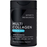 Sports Research Multi Collagen Complex (Types I, II, III, V, X) with Hyaluronic Acid & Vitamin C - 90 Capsules