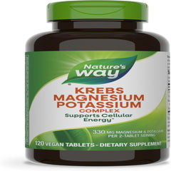 Nature’s Way Krebs Magnesium Potassium Complex, Cellular Energy Support*, With Magnesium Lysinate & Malate and Potassium Citrate, Vegan, Gluten & Dairy Free, 120 Tablets (Packaging May Vary)