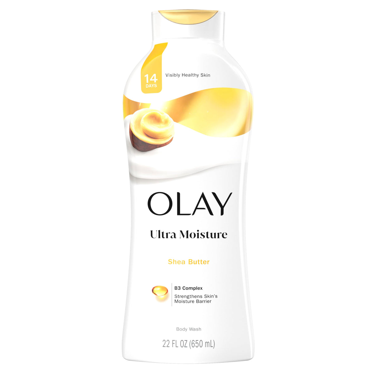 Olay Body Wash for Women, Ultra Moisture with Shea Butter – 24hr Hydration & B3 Vitamin Complex – 22 fl oz