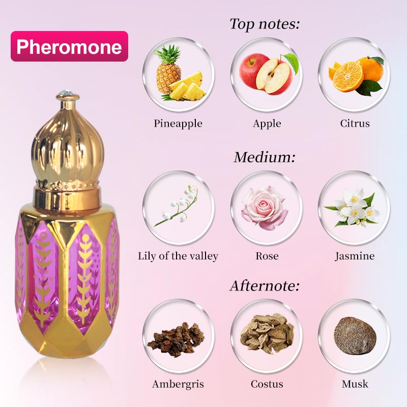 Arabian Roll-On Perfume Oil for Women - Long-Lasting Rose, Apple & Ambergris Scent (10ml)