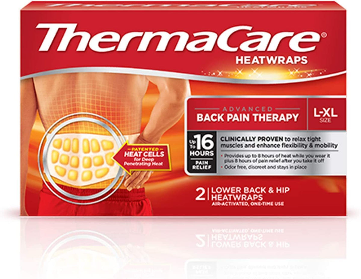 ThermaCare HeatWraps for Lower Back & Hip Pain Relief - LG/XL Size, 2 Count (Pack of 3)