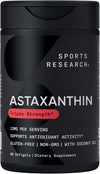 Sportgs Research Triple Strength Astaxanthin (12mg) with Organic Coconut Oil | Non-GMO, Soy & Gluten Free - 60 Mini Softgels (2 Month Supply)